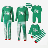 Christmas Matching Family Pajamas Let It Snow Green Stripes Pajamas Set