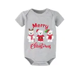 Christmas Matching Family Pajamas Three Bear Snowman Merry Christmas White Short Pajamas Set
