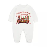 Christmas Matching Family Pajamas Holiday Car with Gnome White Pajamas Set
