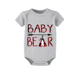 Christmas Matching Family Pajamas Papa Mama and Baby Bear White Short Pajamas Set