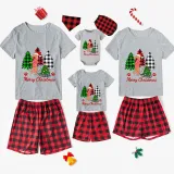 Christmas Matching Family Pajamas Merry Christmas Dachshund Tree Gray Short Pajamas Set