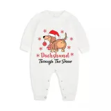 Christmas Matching Family Pajamas Dachshund Through the Snow Green Pajamas Set