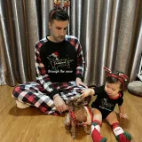 Christmas Matching Family Pajamas Dachshund Through the Snow Points Red Pajamas Set