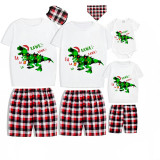 Christmas Matching Family Pajamas Dinosaur Rawr Fala Gray Short Pajamas Set