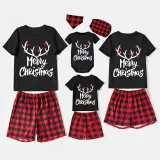Christmas Matching Family Pajamas Luminous Glowing Christmas Deer Hat Short Pajamas Set