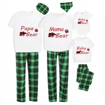 Christmas Matching Family Pajamas Papa Mama and Baby Bear Family Green Pajamas Set