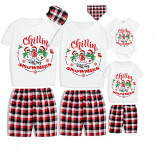Christmas Matching Family Pajamas Wreath Chillin with Snowmies Gray Short Pajamas Set