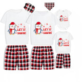 Christmas Matching Family Pajamas Let It Snow Penguin Gray Short Pajamas Set