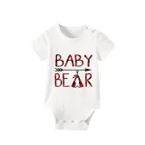 Christmas Matching Family Pajamas Papa Mama and Baby Bear White Short Pajamas Set