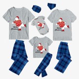 Christmas Matching Family Pajamas Skating Bear Merry Christmas Blue Pajamas Set