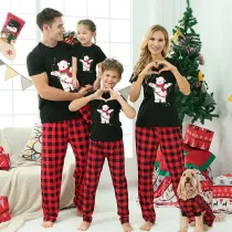 Christmas Matching Family Pajamas Christmas String Light Bear Black Pajamas Set