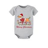 Christmas Matching Family Pajamas Merry Christmas Dachshund Gray Short Pajamas Set