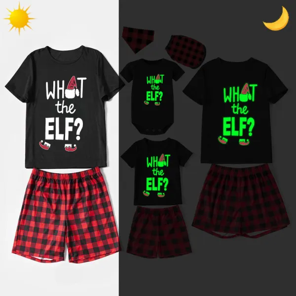 Christmas Matching Family Pajamas Luminous Glowing What The Elf Short Pajamas Set