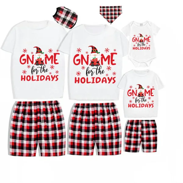 Christmas Matching Family Pajamas Through Snowflakes Gnomie For the Holidays Gray Short Pajamas Set
