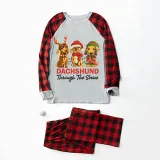 Christmas Matching Family Pajamas Dachshund Through the Snow Three Pets Gray Pajamas Set