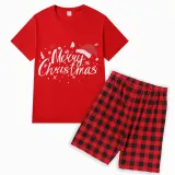 Christmas Matching Family Pajamas Luminous Glowing Merry Christmas Hat Short Pajamas Set