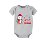 Christmas Matching Family Pajamas Let It Snow Penguin Gray Short Pajamas Set