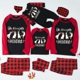 Christmas Matching Family Pajamas Funny Penguins It's a Jolly Holiday Black Red Plaids Pajamas Set