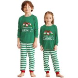 Christmas Matching Family Pajamas Sitting Gnimoes Green Strips Pajamas Set
