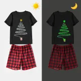 Christmas Matching Family Pajamas Luminous Glowing Fireworks Short Pajamas Set