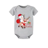 Christmas Matching Family Pajamas Merry Christmas Penguin Deer Gray Short Pajamas Set
