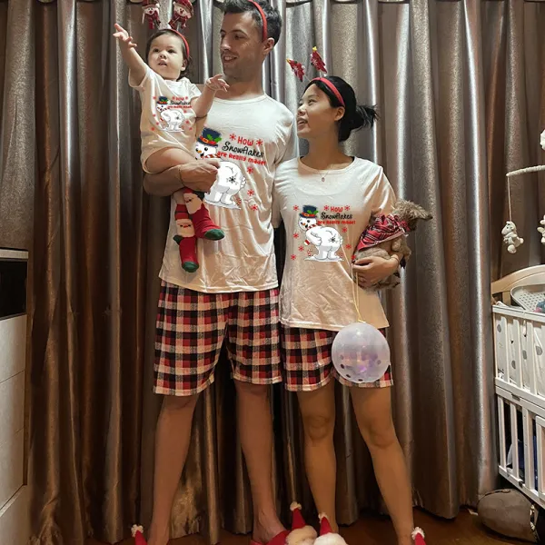 Christmas Matching Family Pajamas How Snowflakes are Really Made White Short Pajamas Set
