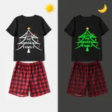 Christmas Matching Family Pajamas Luminous Glowing We Are Family Tree Short Pajamas Set
