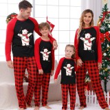 Christmas Matching Family Pajamas Christmas String Light Bear Black Red Plaids Pajamas Set