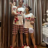 Christmas Matching Family Pajamas Dachshund Through the Snow Plaids Gray Short Pajamas Set
