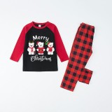 Christmas Matching Family Pajamas Three Bear Snowman Merry Christmas Black Red Plaids Pajamas Set