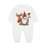 Christmas Matching Family Pajamas Crutches Gnomie with Deer White Pajamas Set