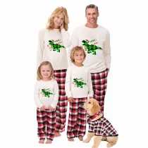 Christmas Matching Family Pajamas Dinosaur Rawr Fala White Pajamas Set