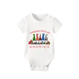 Christmas Matching Family Pajamas Hanging with My Friends Gnomies Gray Short Pajamas Set