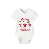 Christmas Matching Family Pajamas Three Bear Snowman Merry Christmas Gray Short Pajamas Set