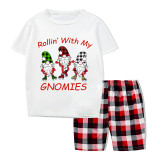 Christmas Matching Family Pajamas Rollin' with My Gnomies Gray Short Pajamas Set