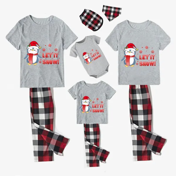 Christmas Matching Family Pajamas Let It Snow Penguin White Short Pajamas Set