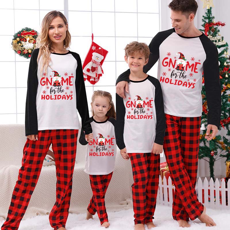 Christmas Matching Family Pajamas Through Snowflakes Gnomie For the Holidays White Pajamas Set