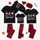 Christmas Matching Family Pajamas Rollin' with My Three Gnomies Black Pajamas Set