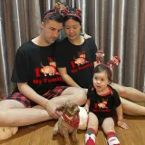Christmas Matching Family Pajamas I Love My Family Dachshund Black Pajamas Set