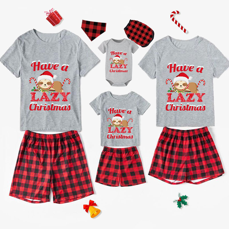 Christmas Matching Family Pajamas Have A Lazy Christmas Gray Short Pajamas Set