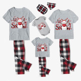 Christmas Matching Family Pajamas Let It Snowman Gray Short Plaids Pants Pajamas Set
