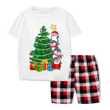 Christmas Matching Family Pajamas Christmas Tree Gift Penguins White Short Pajamas Set