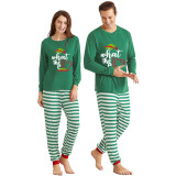 Christmas Matching Family Pajamas What The Elf Christmas Green Stripes Pajamas Set