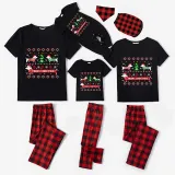 Christmas Matching Family Pajamas Merry Christmas Dachshund Print Black Pajamas Set