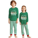 Christmas Matching Family Pajamas Chillin' with My Snowmies Green Stripes Pajamas Set