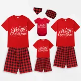 Christmas Matching Family Pajamas Luminous Glowing Merry Christmas Hat Short Pajamas Set