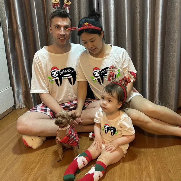 Christmas Matching Family Pajamas Sloth Family Gray Short Pajamas Set