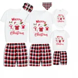 Christmas Matching Family Pajamas Three Bear Snowman Merry Christmas White Short Pajamas Set