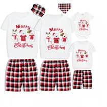 Christmas Matching Family Pajamas Three Bear Snowman Merry Christmas White Short Pajamas Set