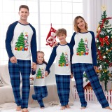 Christmas Matching Family Pajamas Christmas Tree Gift Penguins Blue Pajamas Set